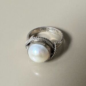 Freshwater pearl and 925 sterling statement ring